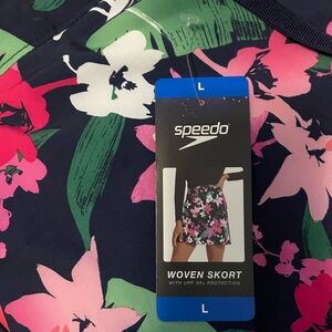 Speedo Navy Skort with Pink and White Floral Design